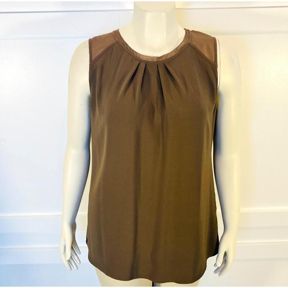 Soft Surroundings Tank Women M Brown Chiffon Relaxed Flared Polyester